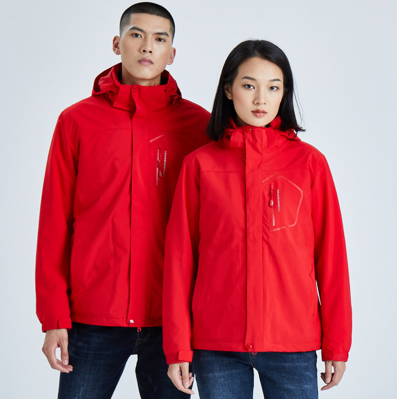 Xiaolangzhi jacket men's three-in-one detachable jacket men's and women's outdoor mountaineering clothes plus velvet two-piece waterproof