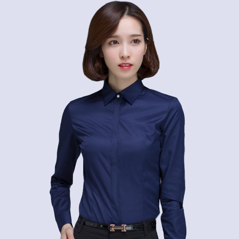 Spring Women's Long-Sleeve Shirt 2025 New Solid Color Workwear Professional Shirt Spring Ol Workwear Free Shipping