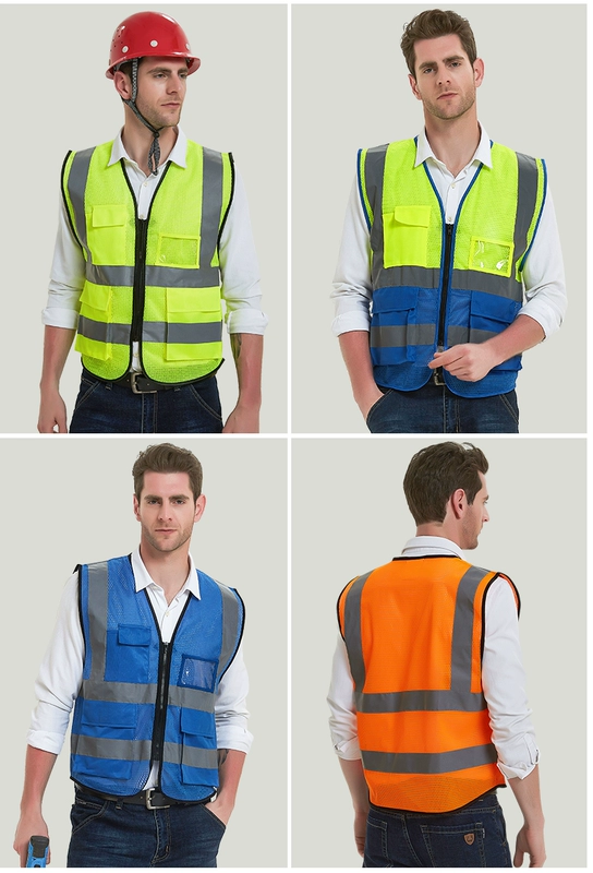Anlaibao lưới thoáng khí phản quang an toàn vest mùa hè quần áo huỳnh quang công trường xây dựng công nhân giao thông quần áo vest tùy chỉnh ao phản quang