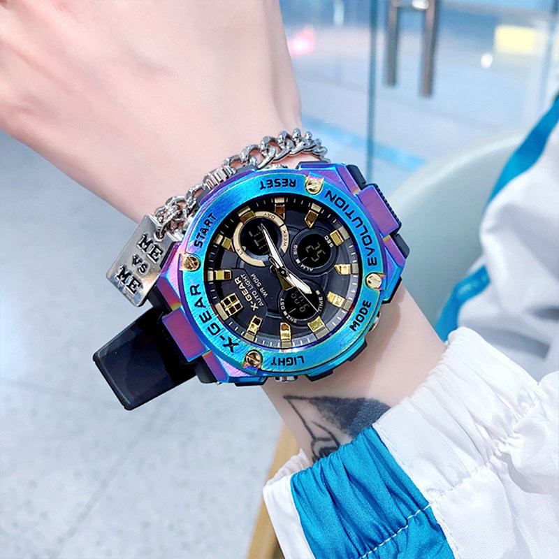 Unicorn three-eyed small steel gun watch male electronic watch ladies middle school students trend waterproof luminous mechanical movement