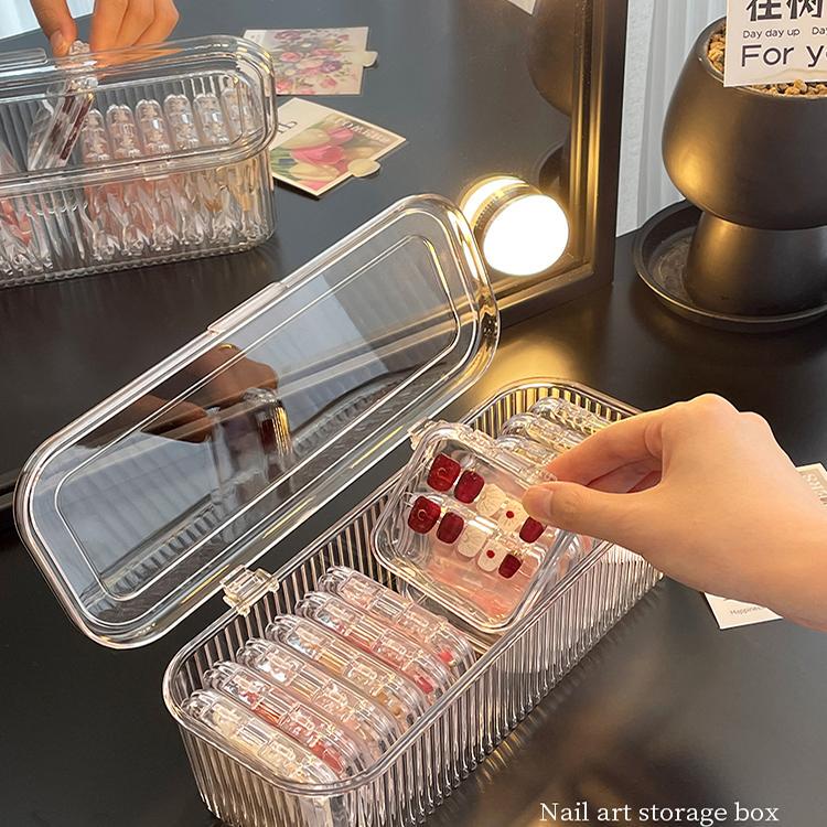 Nail Storage Book, Extra Large Capacity Acrylic Transparent Packaging Box, Dust-Proof Nail Display Box