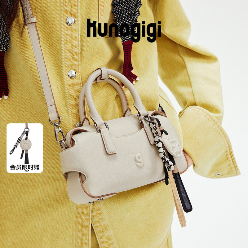Kunogigi/Gulangjiji Baseball Classic Boston Bag Small White Bag Women's Daily Crossbody Bag Kunogigi/Gulangjiji Baseball Classic Boston Bag Small White Bag Women's Daily Crossbody Bag