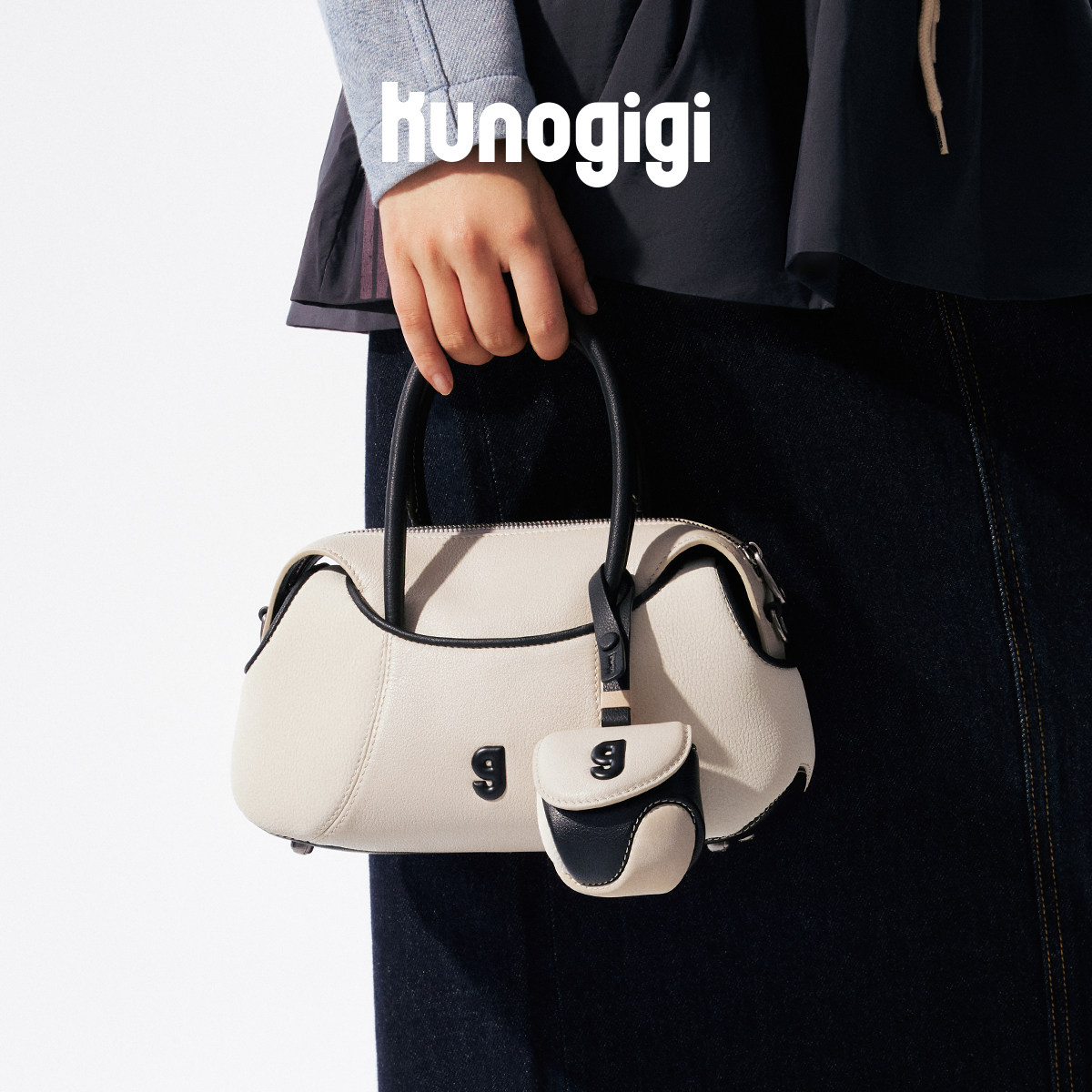 KUNOGIGI Baseball Boston Bag Small High-End Vintage Women's Commuter Crossbody Bag - Thumbnail 2