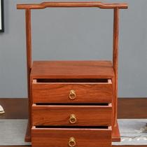 New 2023 Burmese rosewood three-drawer basket Puer tea cake box mahogany Chinese multifunctional tea set storage box desktop