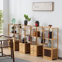 New 2023 new Chinese style solid wood tea tea set storage tea rack simple household stationery ornaments storage rack tea room