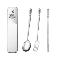 316L stainless steel chopstick spoon suit of three sets of single portable cutlery box student containing box foodie