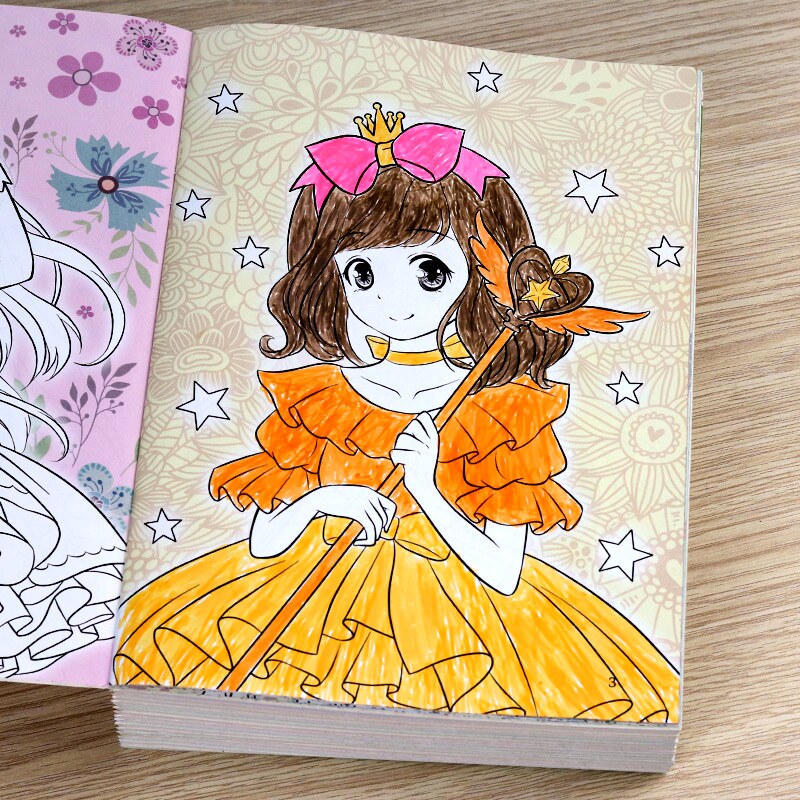 Princess drawing Ben girl blank painting 2 to 3-4-5-6 years old Children's kindergarten Baby painted book a4 watercolor pen plotter Elementary students a sophomore year old art graffiti fill color picture book 
