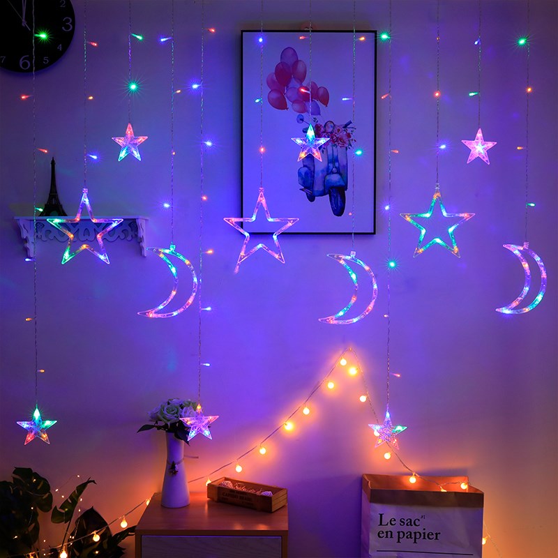 LED Star curtain lights Balcony Romantic decorative lights Flash lights String lights Starry lights Room bedroom decorative lights