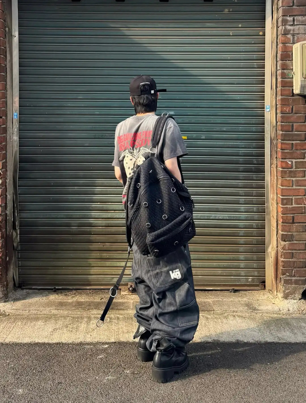 Raf Simons Archive Woven Fabric Large Capacity Backpack School Bag Shoulder Bag