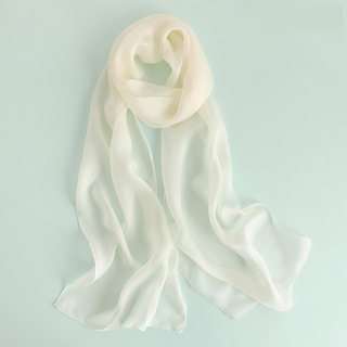 Silk Scarf, Small and Long, for Women, Summer Thin Style, White Mulberry Silk, Air-Conditioned Room Scarf, Spring and Autumn Gauze Scarf