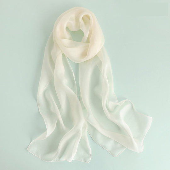 Silk Scarf, Small and Long, for Women, Summer Thin Style, White Mulberry Silk, Air-Conditioned Room Scarf, Spring and Autumn Gauze Scarf