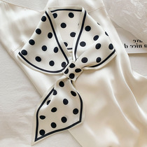 Small silk scarves women Summer thin style foreign air Korea small tie clasp 100 lap shirt decorated with spring and autumn small neckline towels