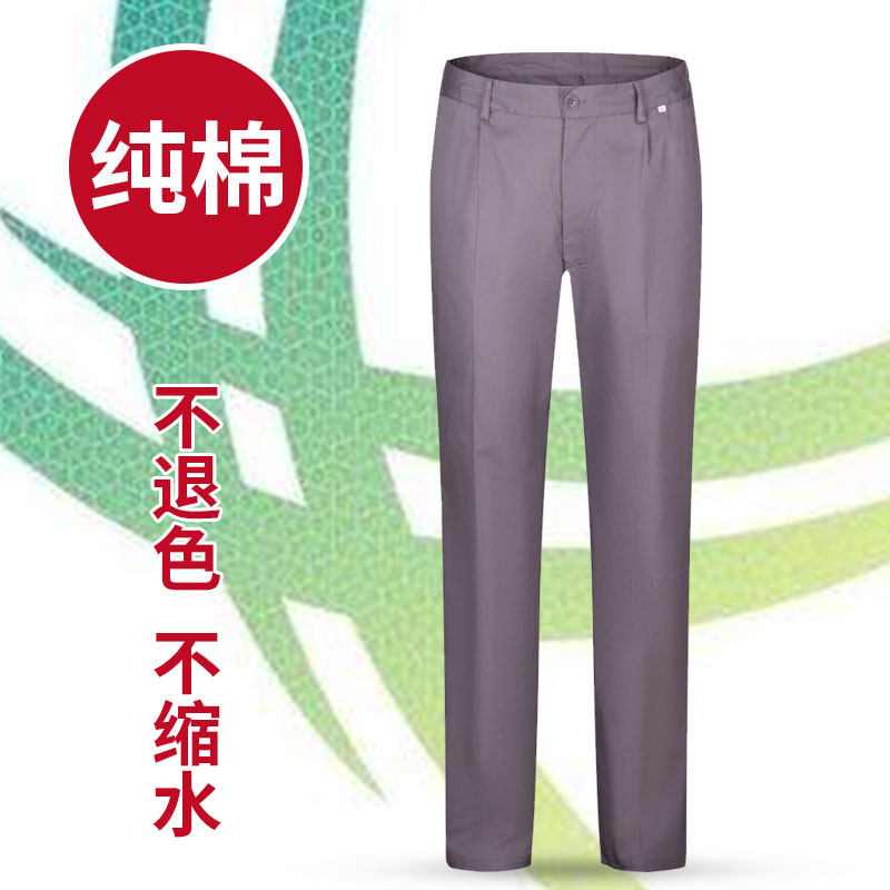 Summer pure cotton overalls pants men's breathable electrician cotton thin section labor work on the construction site dirty gray pants