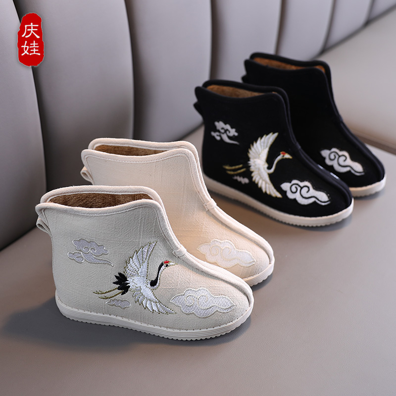 Hanfu shoes boys old Beijing children's cloth shoes ancient style cotton shoes hand-embroidered shoes New Year's performance costume shoes