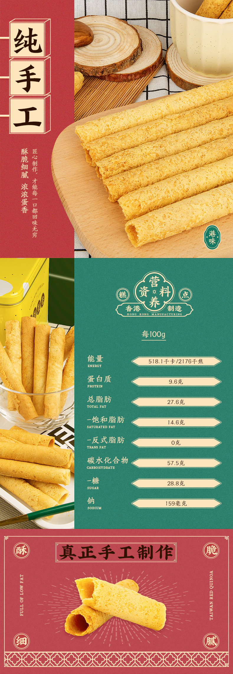香港老字号 绍香园 传统风味鸡蛋卷 400g 24根独立包装 图2