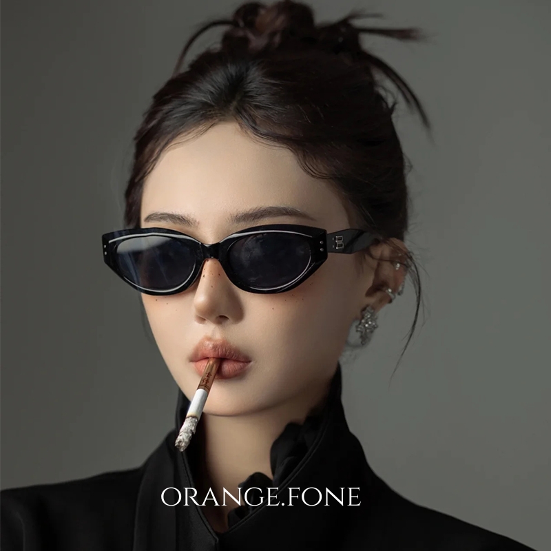 女性用レトロキャットアイサングラス 高級 2025gm 新作 Jennie 細枠 日焼け止め UV サングラス