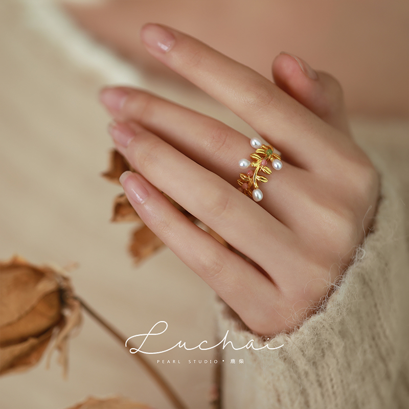 Natural Freshwater Pearl Branch Ring 2023 New Female Niche Design Fashion Personality Unique Light Lavish Superior-Taobao