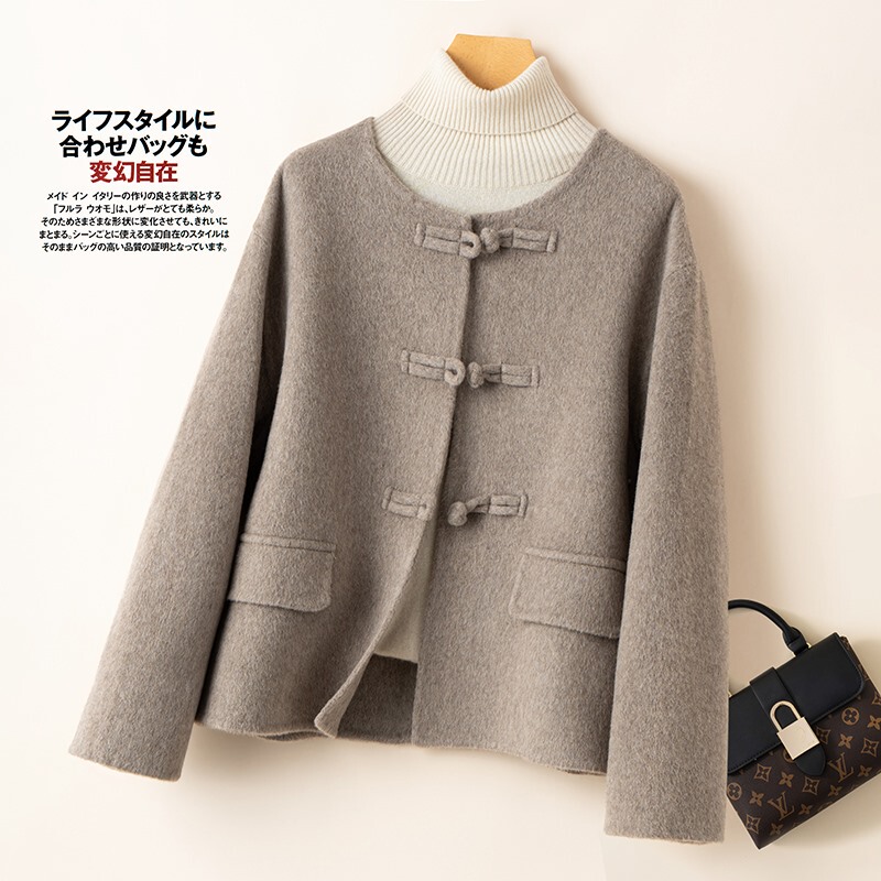 2026 Autumn/Winter New Double-Sided Wool Coat Round Neck Little Chanel Style New Chinese Style Woolen Jacket Women's Design Short Style 2026 Autumn/Winter New Double-Sided Wool Coat Round Neck Little Chanel Style New Chinese Style Woolen Jacket Women's Design Short Style