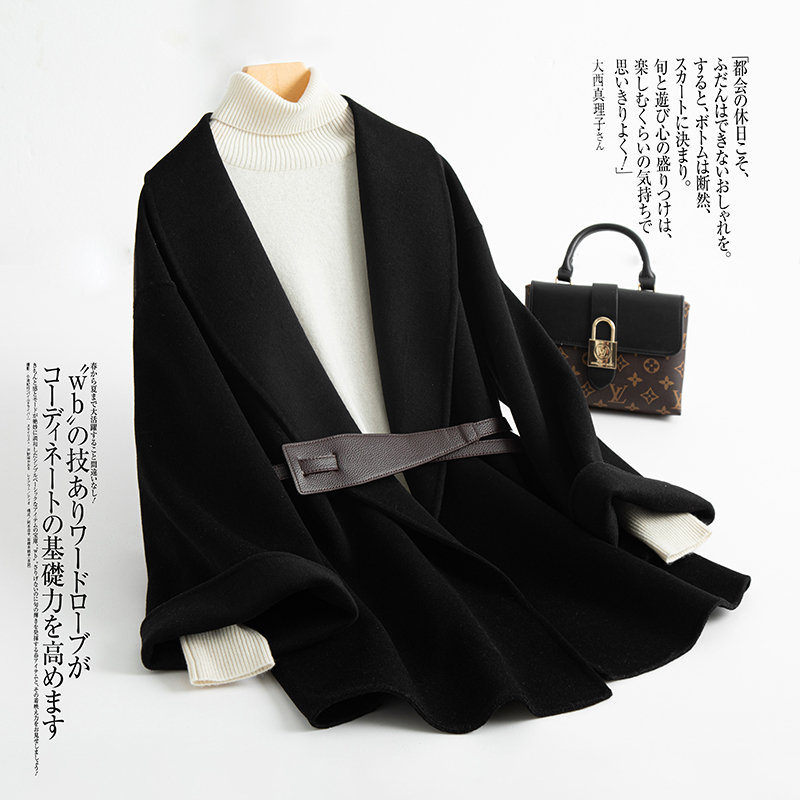 High-End Autumn and Winter New Double-Sided Wool Coat for Women, Mid-Length Classy Trench Coat for Women, Cape Woolen Coat for Petite Women High-End Autumn and Winter New Double-Sided Wool Coat for Women, Mid-Length Classy Trench Coat for Women, Cape Woolen Coat for Petite Women