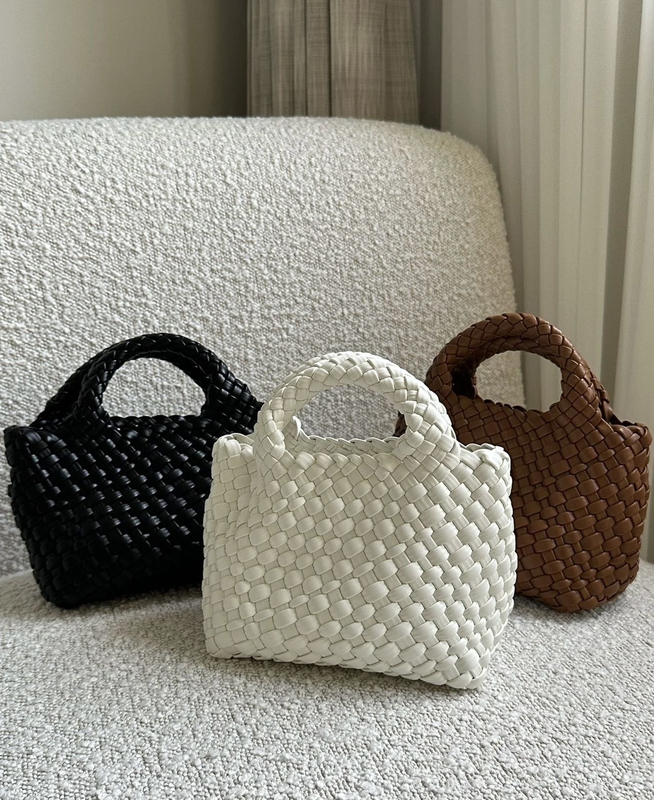 Cowhide Woven Bag 2025 New Handbag for Women, High-End Market Basket Bag, Single Shoulder Crossbody Chain Bag, Versatile