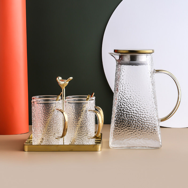 Light luxury cold water pot Household heat-resistant high temperature cold water pot Glass teapot Living room drinking cup set Japanese kettle