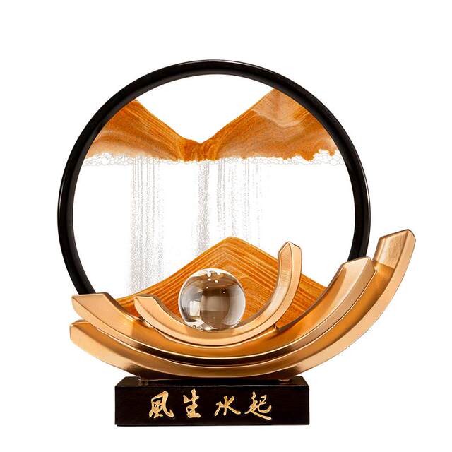 Light Luxury Decor Items, Flowing Sand Painting Ornaments for Prosperity, Creative Decorations for Living Room and Office, Housewarming Gifts