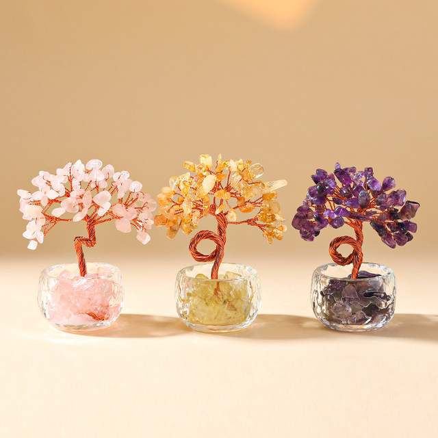 Light Luxury Ornaments, Citrine Ornaments, Money Tree, Amethyst, Fortune-Attracting Office Workstation, Metaphysical Desktop Decorations
