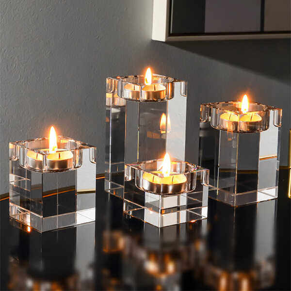 Crystal Glass Candlestick Ornaments, Romantic Candle Cups, European Style Creative Simple Modern Home Decorations