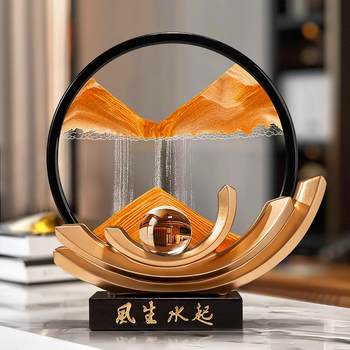 Light Luxury Decor Items, Flowing Sand Painting Ornaments for Prosperity, Creative Decorations for Living Room and Office, Housewarming Gifts