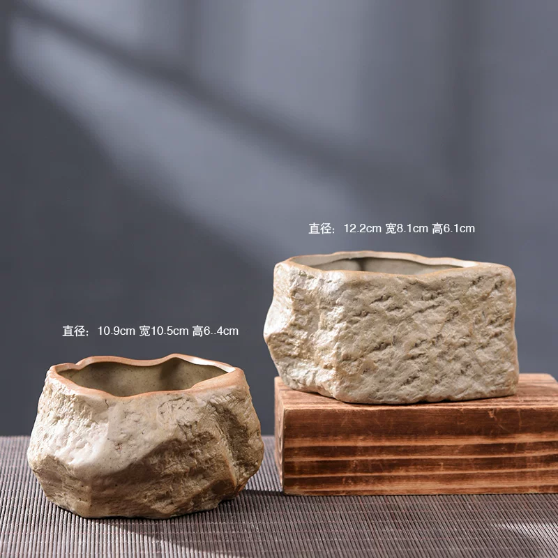 Small ceramic retro flowerpot, set, simple and elegant design