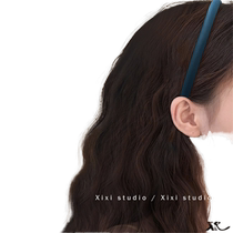Denim Log Small Fresh Solid Color Hairband High-end Satin Thin Headband Temperament Elegant Hairpin Hairpin