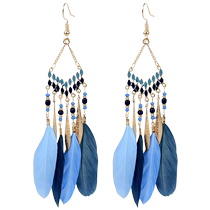 Bohemian long feather earrings atmospheric travel earrings ethnic holiday accessories hair iron for women