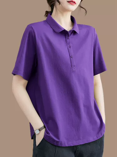 Однотонная хлопковая футболка polo для отдыха, короткий рукав, коллекция 2023, оверсайз