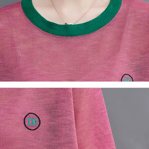 Летняя тонкая футболка для отдыха, короткий рукав, круглый воротник, в корейском стиле