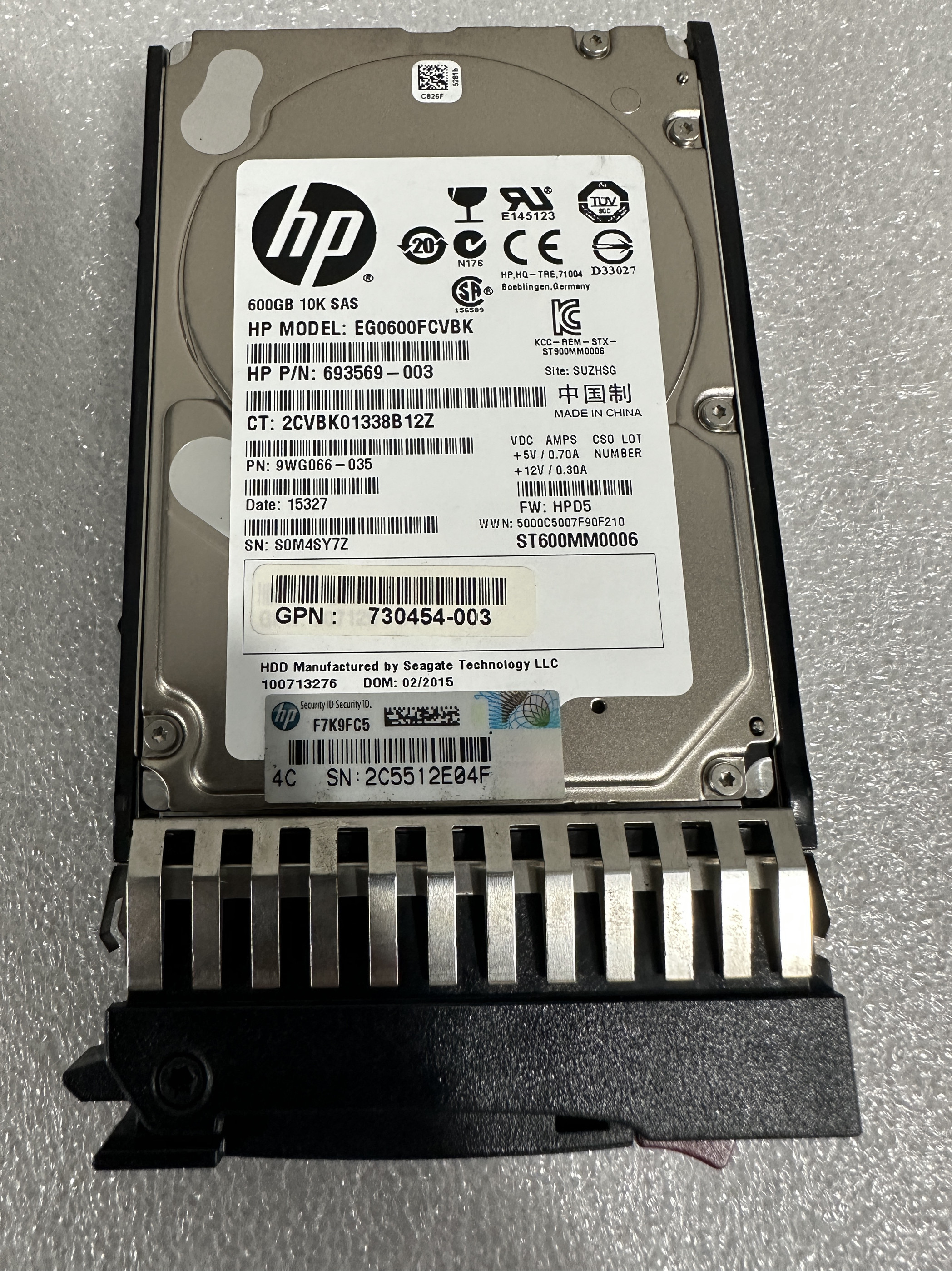 HP 730702-001 600GB 10K SFF MSA2 6G hard disk drive main image 0