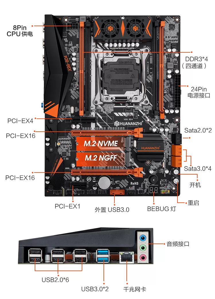 Huananzhi/Южнокитайское золото Speed X99-BD4 Роскошная студия Open E5-2680V4 2678V3