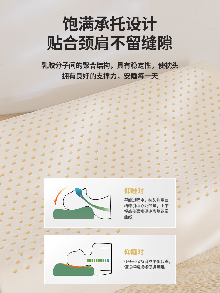 Jialiya Latex Pillow for Neck Protection, Home Use Pillow Core, a Pair for Male Dormitory, Full Head Pillow Core for Dormitory
