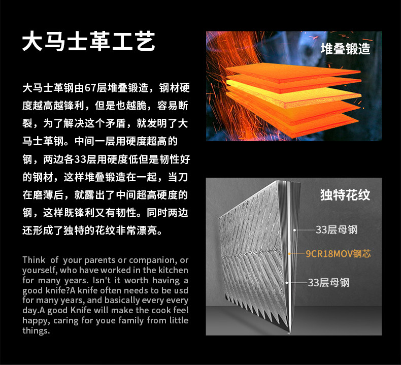 安享好物 安享S级切片刀-狂鲨大马士革 锻打菜刀 国标 