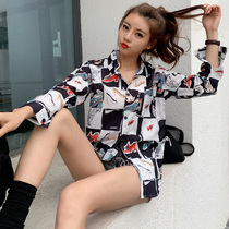Shirt women design sense niche contrast color retro Hong Kong flavor shirt women Spring and Autumn long sleeve 2020 spring womens thin coat