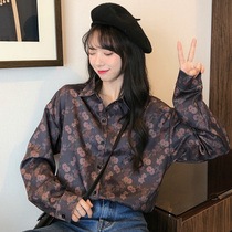 Cold wind black shirt women small floral shirt Women design sense minority 2020 Spring retro port flavor ins Wind
