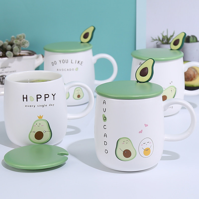 Cute Cup Ceramic Young Girl Hearts Creative Personality Mark Cup With Lid Spoon Coffee Cup Home Trend Lovers Water Glasses