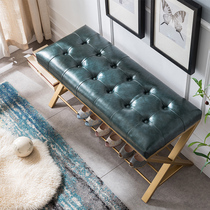 Wrought iron shoe stool at the door wearing stool stool fitting room stool industrial wind long bench light luxury shoe rack stool