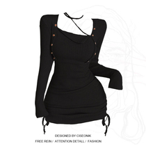 Large size fat sister pure desire design sense hot girl bag hip dress female autumn and winter chic slim knitted bottoming skirt