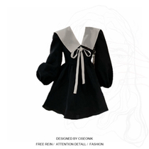 Big Code Fat Mm Early Autumn New Weight Reduction Teen Girl Sensation Dress Woman Big Square Collar Laces to collect waist-style Princess Pomong dress