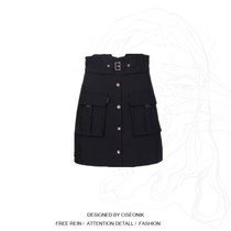 Large size woman dress Fat sister mm Chater Slim Fit Slim Fit Woman High Waist Design Feel Small Crowdpocket Short Skirt A