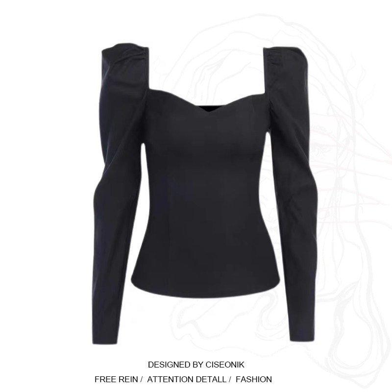 Large Size Overweight Sister Face-style Palace Style Palace Wind Bubble Sleeves Blouse Blouse Women's Autumn Design Sensation Little Crowdsourced Temperament T-Shirt