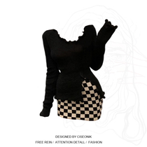 Big Code Fat Younger Sister Pure Desire Wind Wood Ear Knit Blouse Jacket Cool board Gluten Hip Knit Short Skirt Suit Tide