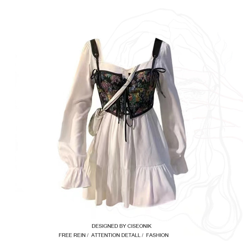 Large size SIZE FAT SISTER WHITE DRESS SUIT WOMAN 2021 FALL DESIGN SENSATION SLIM OUTSIDE HITCH SLIM VEST MID-LENGTH DRESS