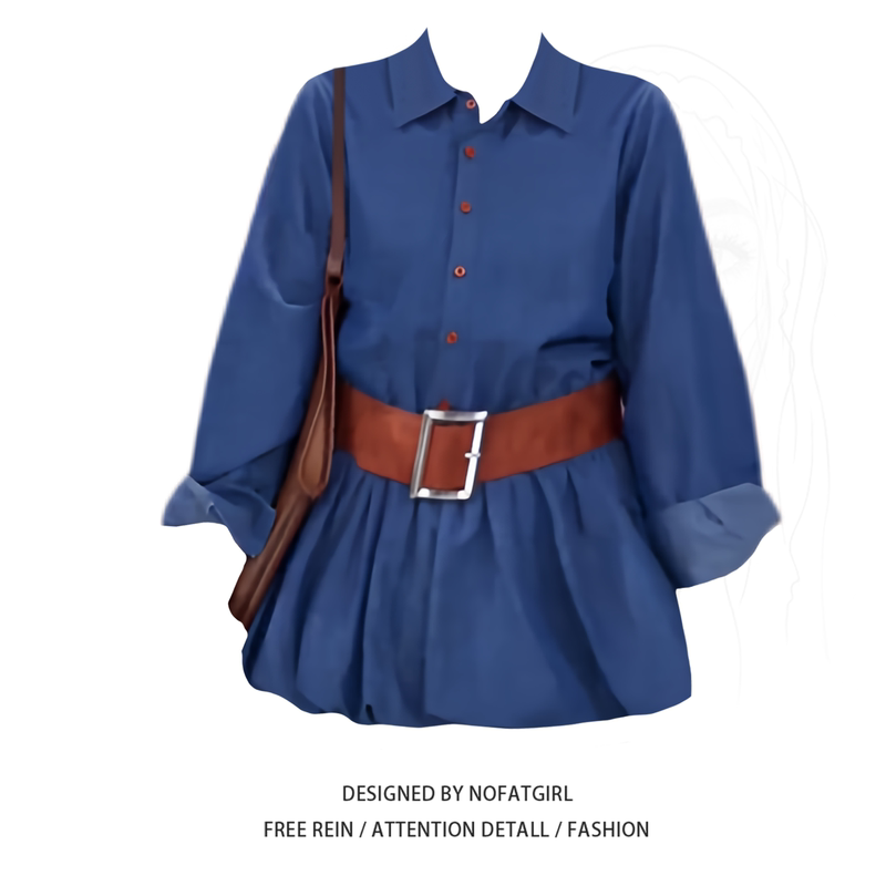 Plus-Size Korean-Style Casual Workwear Polo Collar Denim Shirt, Early Autumn New Loose Fit, Covers the Body, Versatile Top