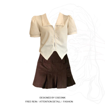 Large size irregular short-sleeved shirt female summer fat mm American hot girl slim T-shirt high waist skirt two-piece set